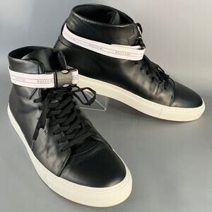 BUSCEMI Size 11 Black Leather Belted High Top Sneakers